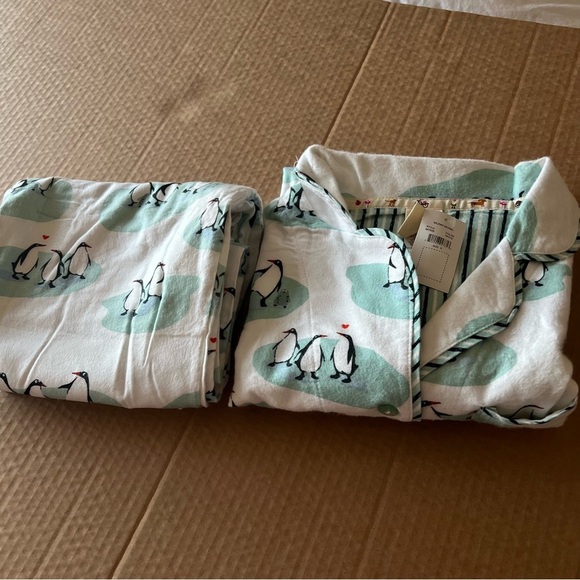 NWT Munki Munki flanel Penguins in Love super soft Flannel Pajama Set size S - Picture 4 of 16